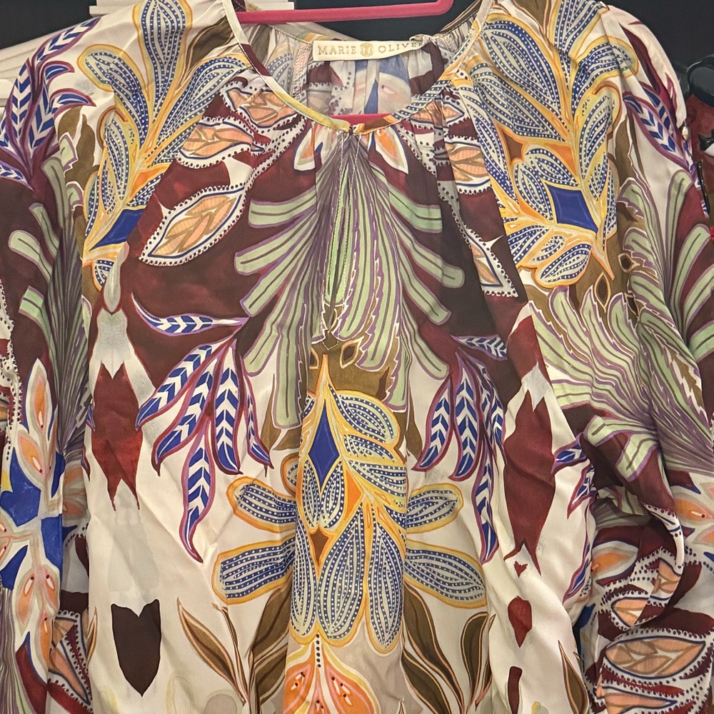 MARIE OLIVER Medium M Arabella blouse Tranquility pattern nwt - Picture 6 of 8